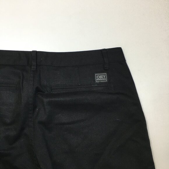OBEY Black Cotton Polyester Blend Pockets Logo Patch Pant - Picture 8 of 10